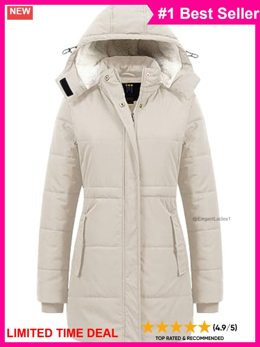 Women's Thicken Sherpa Winter Coat Puffy Warm Snow Jacket Removable Hood
